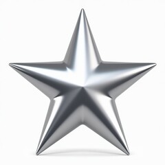 Obraz premium A shiny silver metallic star sculpture with sharp points on a clean white background.
