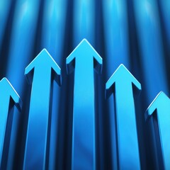 Abstract blue background with upward arrows representing growth, progress, and success in a modern and stylized design for business and finance concepts.