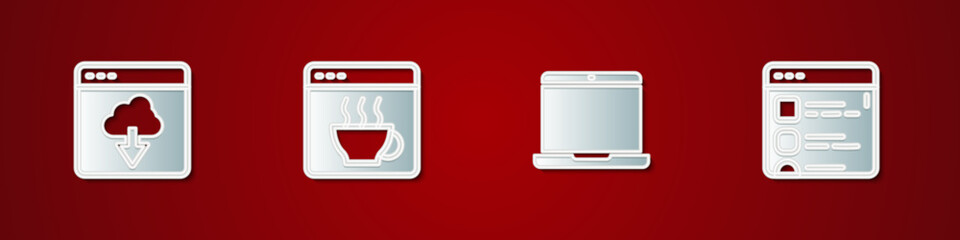 Set Cloud technology data transfer, Software, Laptop and Browser files icon. Vector