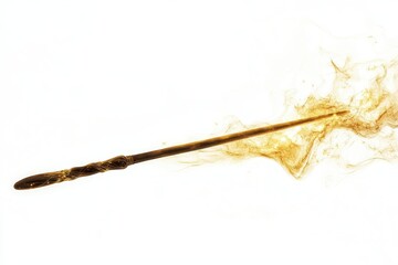 Mystical golden wand casting spells in a fantasy environment, isolated on a white background.