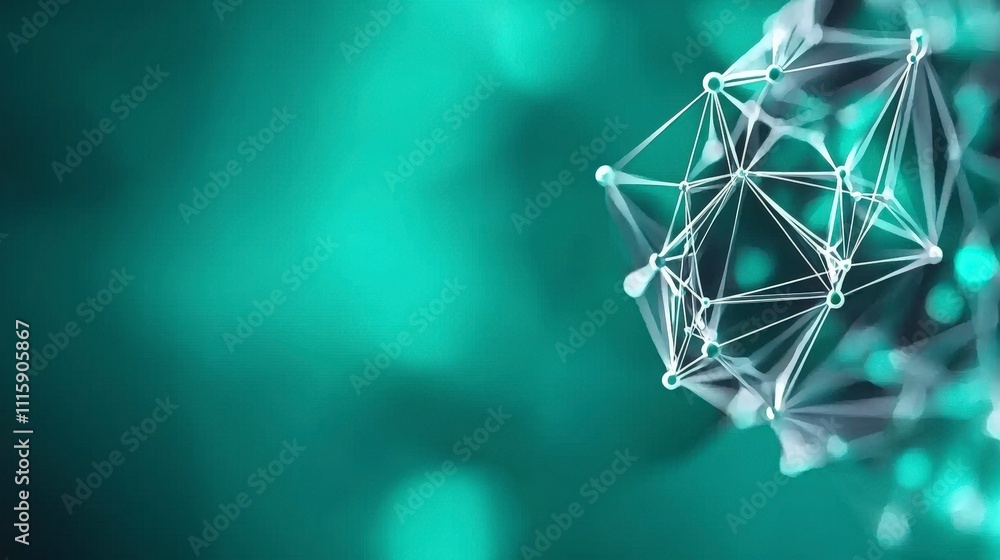 Poster abstract teal network connection digital data nodes lines technology background