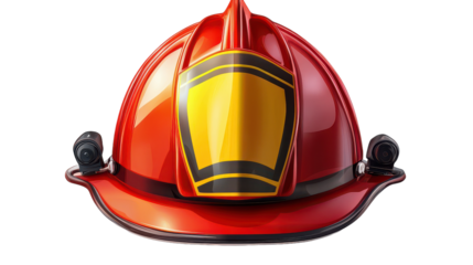 Bright red firefighter helmet with reflective visor positioned on a clean white background highlighting safety gear importance