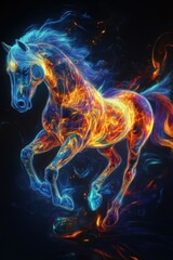 Fototapeta premium Dynamic Abstract Stallion in Motion with Vibrant Colors