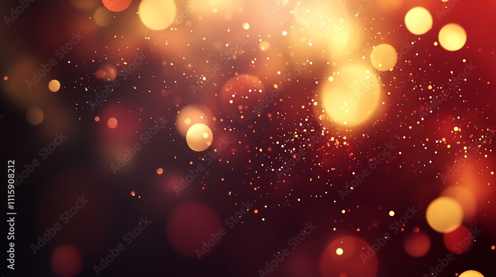 Poster abstract background with orange and red bokeh lights.
