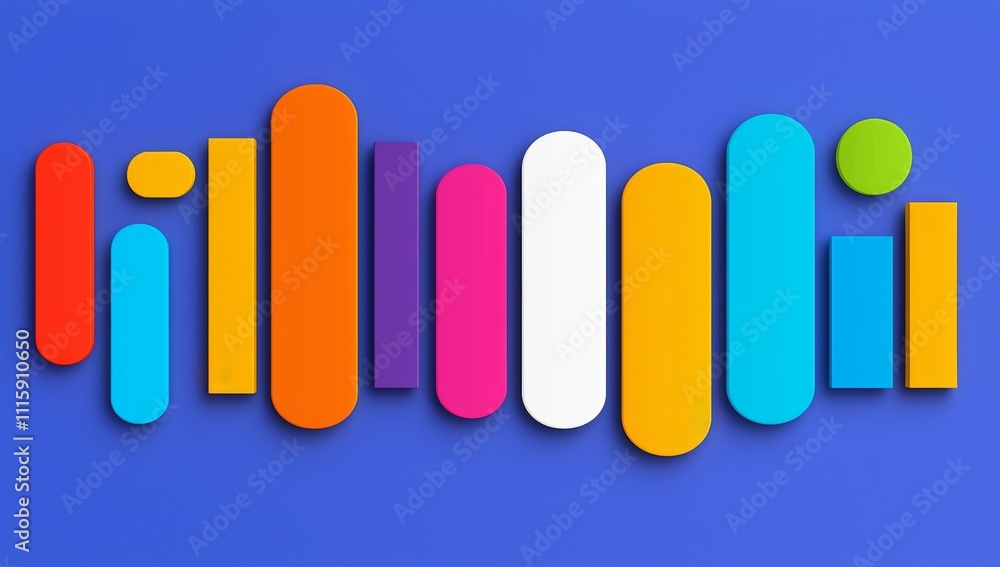 Poster an abstract composition with multicolored shapes layered over a dark backdrop.