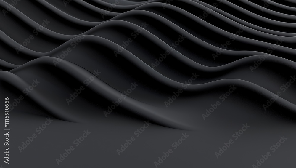 Poster a composition featuring flowing lines and geometric patterns in deep shades.