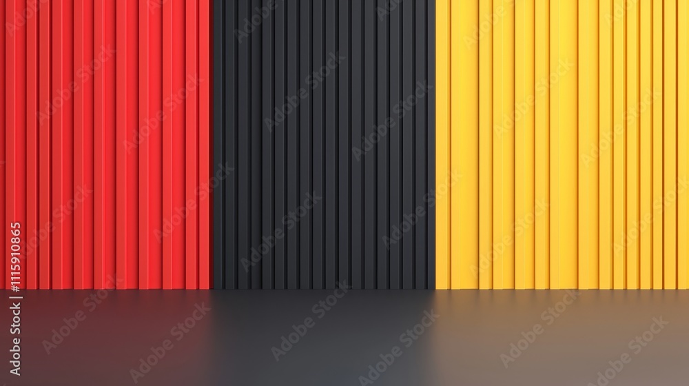 Poster an abstract pattern with bright colors and geometric shapes.