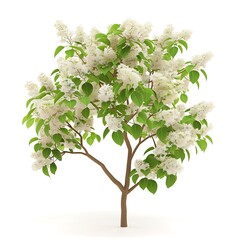 White jasmine tree isolated on white background with clipping path.
