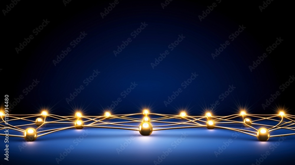Poster abstract network golden nodes connections digital data tech background