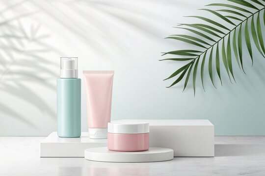 Cosmetic packaging display mockup, Isolated Background.