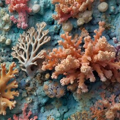 A close-up of a rare, abstract, and organic texture inspired by coral reefs, featuring intricate patterns and soft pastel colors, perfect for nature-inspired designs, Generative Ai

