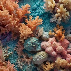 A close-up of a rare, abstract, and organic texture inspired by coral reefs, featuring intricate patterns and soft pastel colors, perfect for nature-inspired designs, Generative Ai
