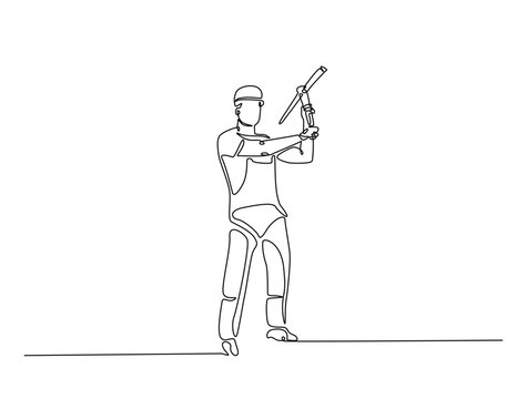 continuous line drawing worker holding tool clip art preview