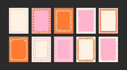 Abstract frames posters in minimalist style. Wall decor, trendy banners  in the cartoon style of Matisse.Linear drawings, decor of wallpaper, walls, print and postcards