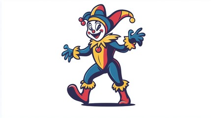 Dancing jester smiling 2D Logo on a white background