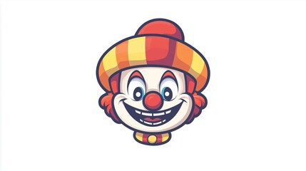 Cute laughing clown 2D Logo on a white background
