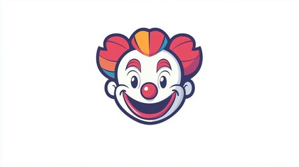 Fototapeta premium Cute laughing clown 2D Logo on a white background