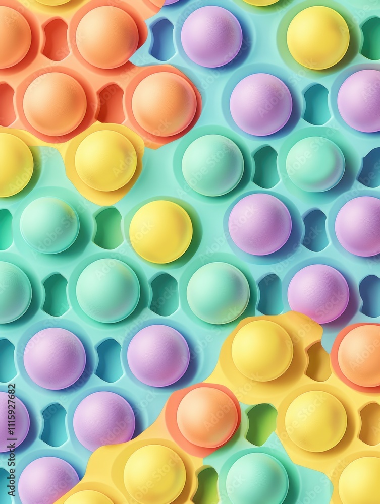 Poster multi-colored balls in pills arranged randomly on background surface