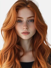 Fototapeta premium Striking red hair and blue eyes; high definition portrait.