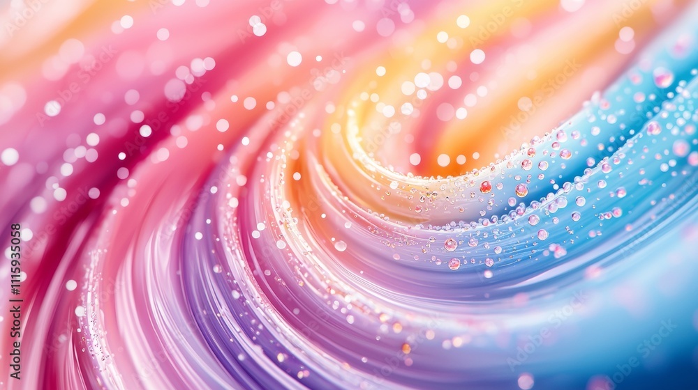 Poster abstract colorful swirl with sparkling particles and gradient hues