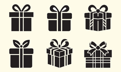 Gift box icon set vector.  Gifts and presents for holiday celebration and special sales offer. Present gift box icons. Gift and Surprise. Gift box icon set.