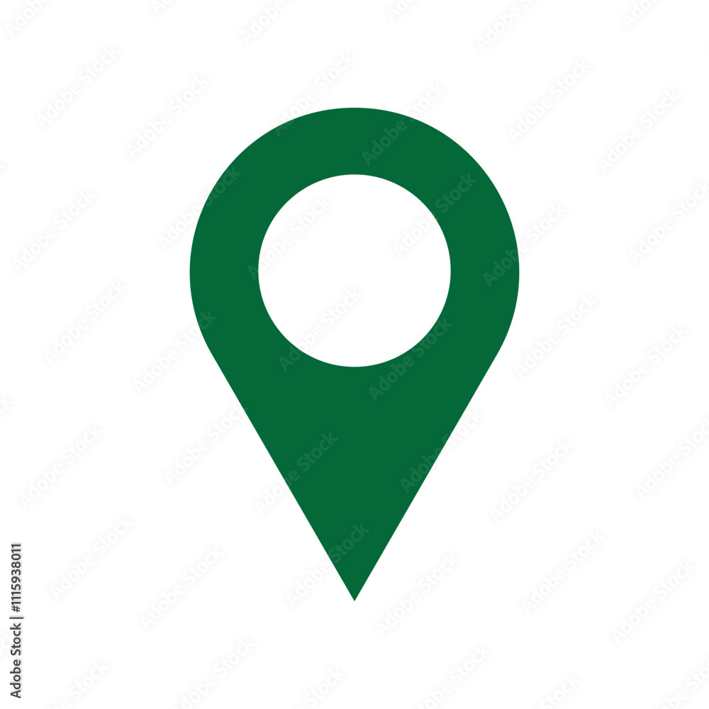 Poster green location or map pin icon vector. silhouette of location pin symbol vector. isolated on white b