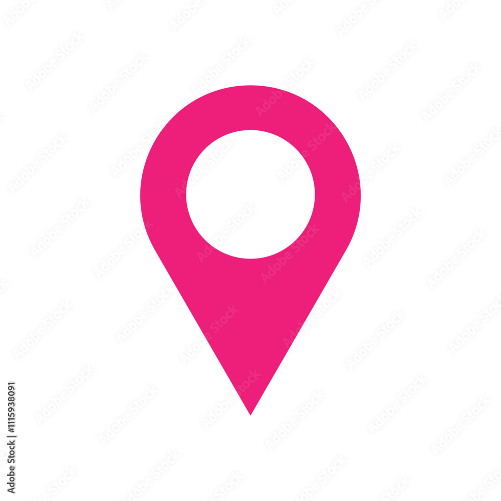 Poster pink location or map pin icon vector. silhouette of location pin symbol vector. isolated on white ba