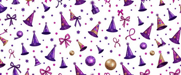 Obraz premium A purple and white background with a lot of flowers and stars. The flowers are in various shapes and sizes, and the stars are scattered throughout the image. Scene is celebratory and festive