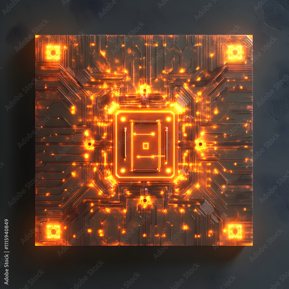 Poster dynamic circuit board visualization digital studio graphic design abstract environment close-up view