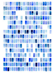 poster with blue and cyan watercolor swatches brush strokes