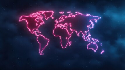 Naklejka premium Global Network Illuminated World Map International Trade Business Technology Connecti