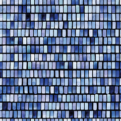 seamless pattern with blue and cyan watercolor swatched brush strokes