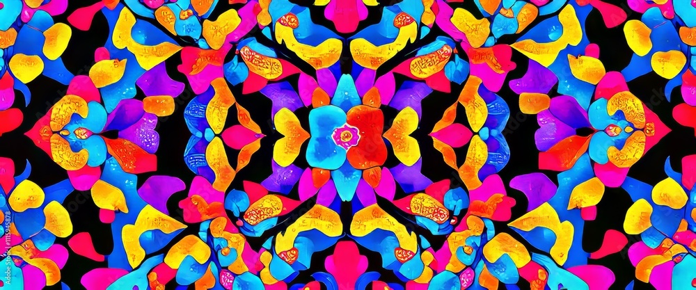 Aufkleber a red and white patterned background with a red flower in the center. the flower is surrounded by a 