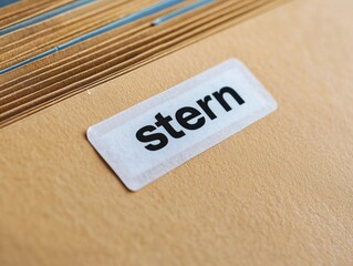 Close-Up of Label Reading Stern on a Folder with Paper Stacks