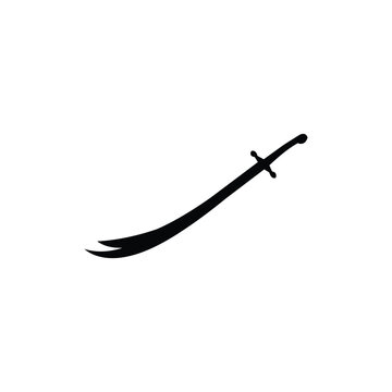 Vector of the double-edged silhouette sword of Islamic figure Zulfikar.