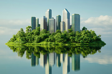 Fototapeta premium Sustainable City on a Serene Island
