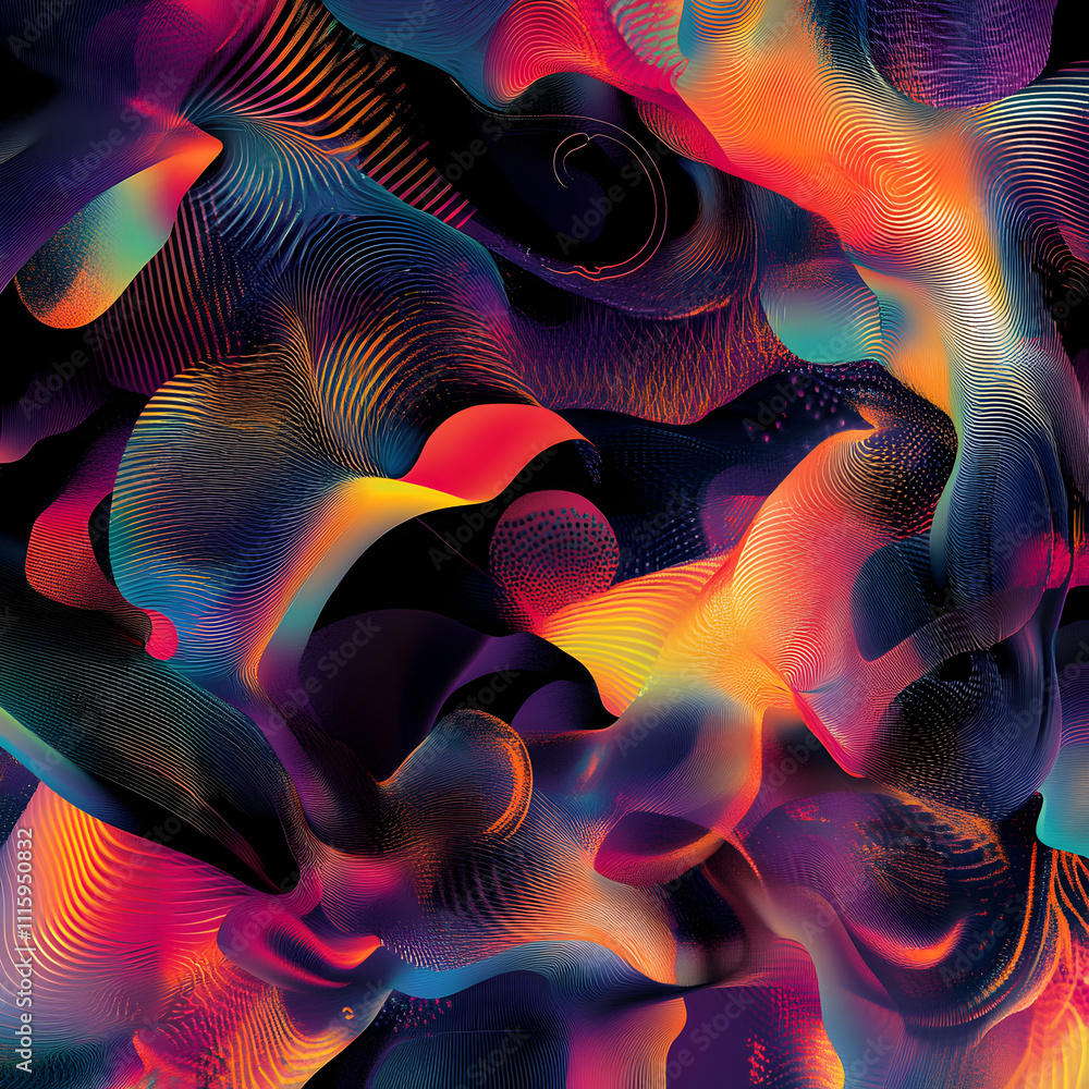 Aufkleber vibrant colorful abstract art displaying dynamic patterns in digital space creative design concept a