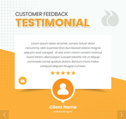 Creative professional yellow color customer feedback, client review and quote presentation social media post template