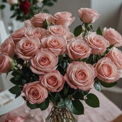 Obraz premium A pink rose bouquet at a birthday party.