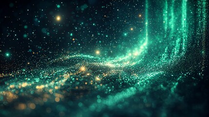 Obraz premium Enchanting Glowing Particles Flowing in a Dark Background Representing a Dreamy and Abstract Light Scene