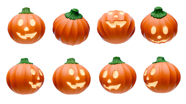 Pumpkin head illustration. 3d render. PNG with alpha in high resolution. Halloween set of pumpkin ilustrations.