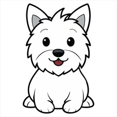 Fototapeta premium West Highland White Terrier Baby Dog clipart, Dog Puppy Sitting Expression design, Domestic baby Pet cartoon lover design sublimation 