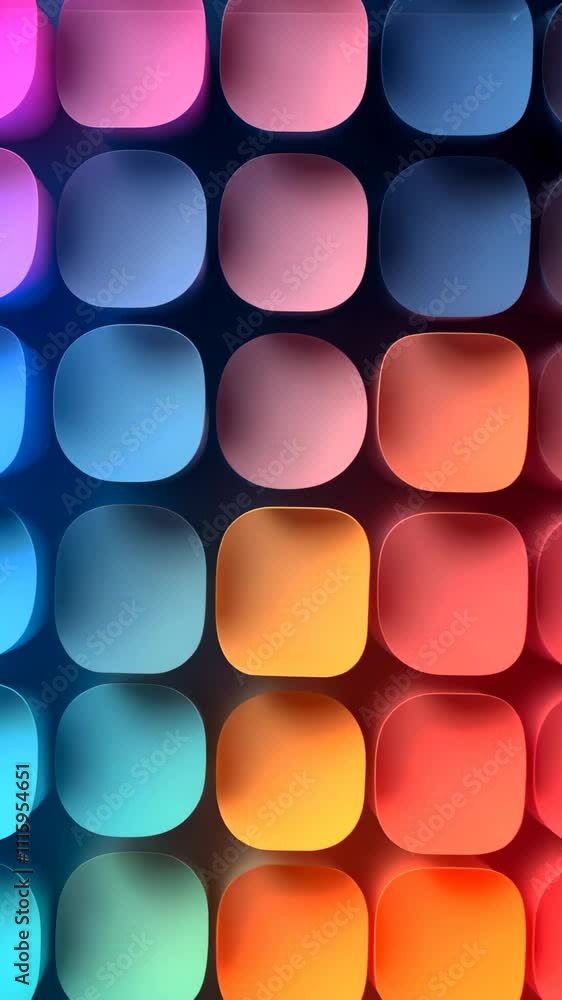 Poster light moving on colorful rounded shapes background