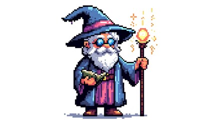 Pixelated Wizard Character Design