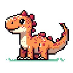 Retro Dinosaur Pixel Artwork on White Canvas