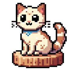 Fototapeta premium Simple Cat in Pixel Art Style