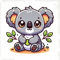 Fototapeta premium Chibi Koala Illustration in Flat Style on White Background