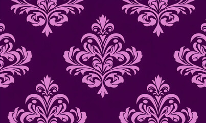 Fototapeta premium Elegant purple and lilac damask seamless pattern. Perfect for luxurious designs, wallpapers, and textiles.