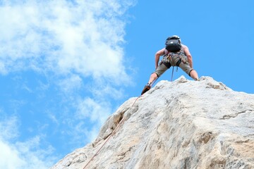 Fototapeta premium Awe-Inspiring Mountain Hike Offering Breathtaking Vistas and Serene Solace for the Adventurous Spirit. Beautiful simple AI generated image