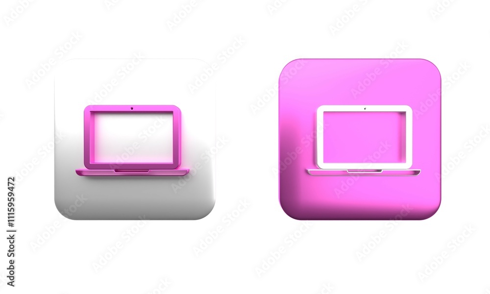 Poster colorful laptop icon isolated on white background. computer notebook with empty screen sign. square 